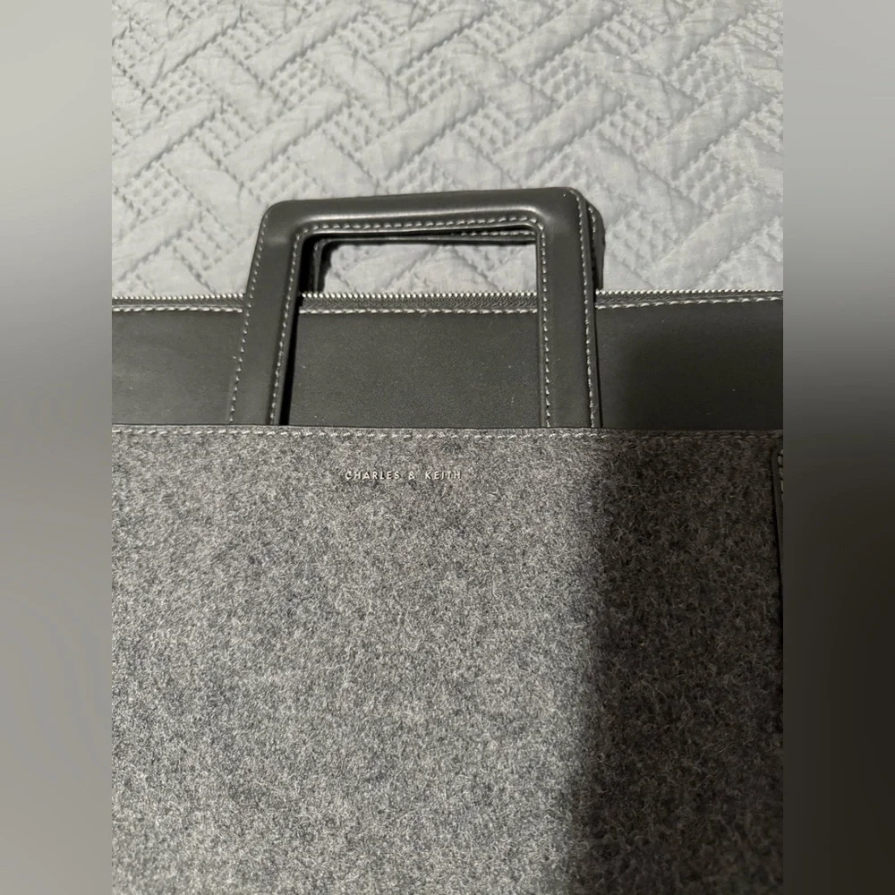 Charles & Keith Black and Gray Laptop Bag